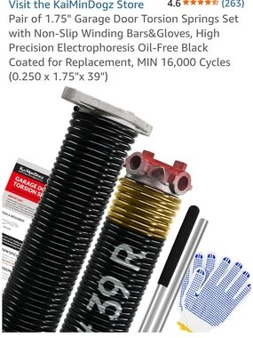 Garage Door Torsion Spring Set - Black & Gold 4775G